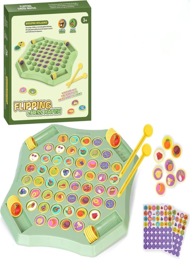 لعبة CountryLink Animal Memory Flip Chess Game Montessori Matching Puzzle Board Game للأطفال لعبة سفر تعليمية للأطفال الصغار ومرحلة ما قبل المدرسة أنشطة تعليمية (ملصقات حيوانات و4 أعواد) - Image 1